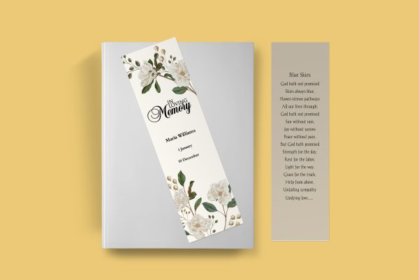 Classic Floral Funeral Bookmark Template
