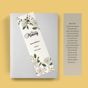 Classic Floral Funeral Bookmark Template