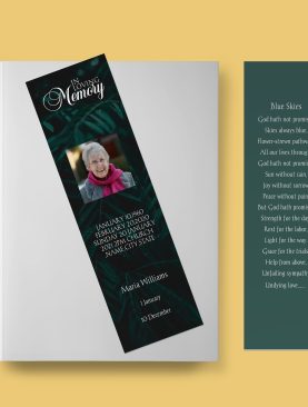 Rainy Leaves Funeral Bookmark Template