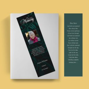 Rainy Leaves Funeral Bookmark Template
