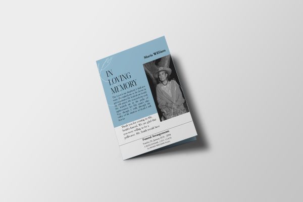 Blue Classy Magazine Style Half Page Funeral Program Template