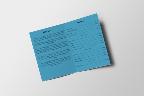 Impression Blue Funeral Program Template inner page