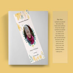 Spring Flowers Funeral Bookmark Template