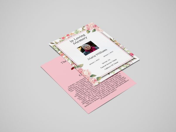 Painted Flowers Funeral Flyer Template front back page