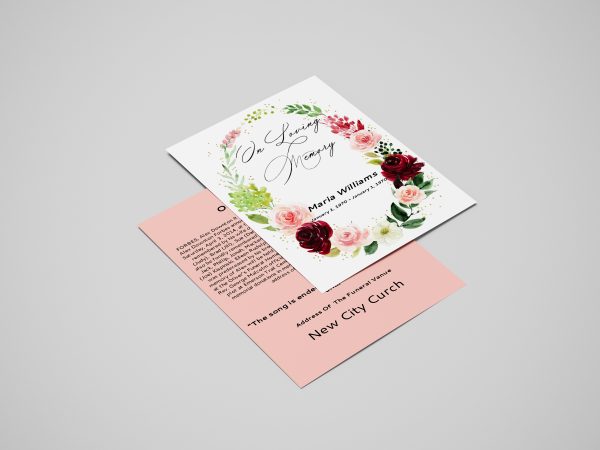 Floral Sympathy Funeral Flyer Template front back page