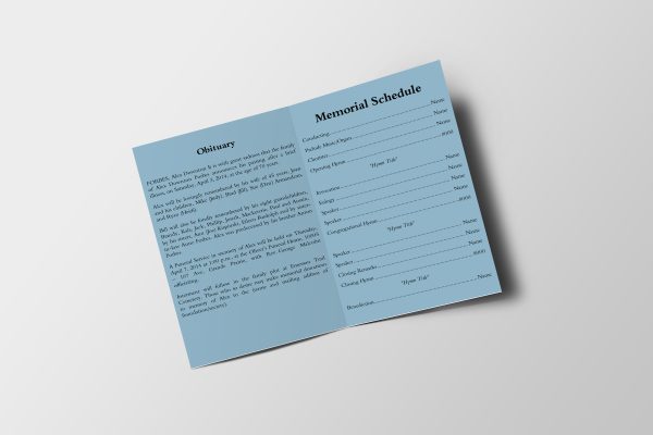 Blue Classy Magazine Style Funeral Program Template inner page