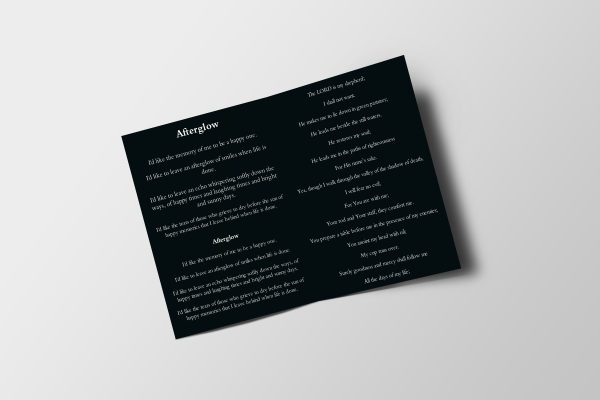 Glossy Floral Half Page Funeral Program Template inner page