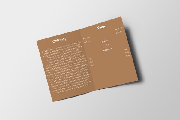 Brown Aesthetic Half Page Funeral Program Template inner page