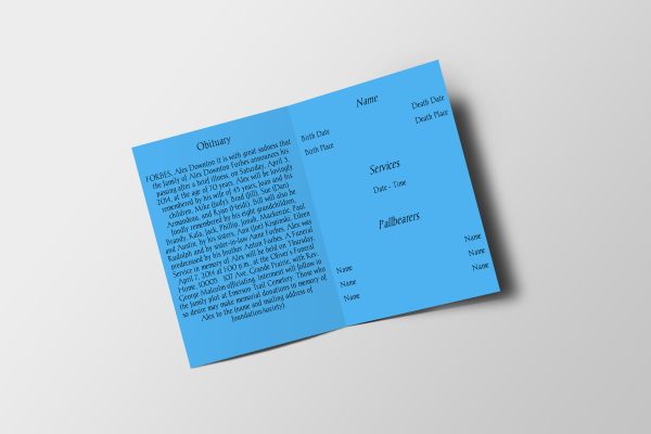 Blue Atmospheric Half Page Funeral Program Template inner page