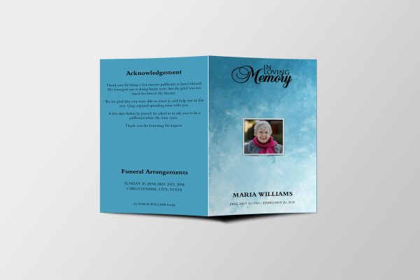Impression Blue Funeral Program Template front page