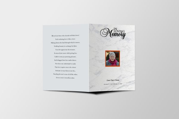 Marble Texture Tabloid Funeral Program Template front page