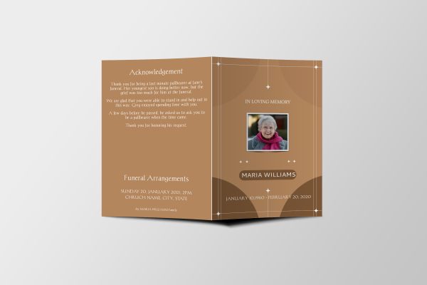 Brown Aesthetic Funeral Program Template front page