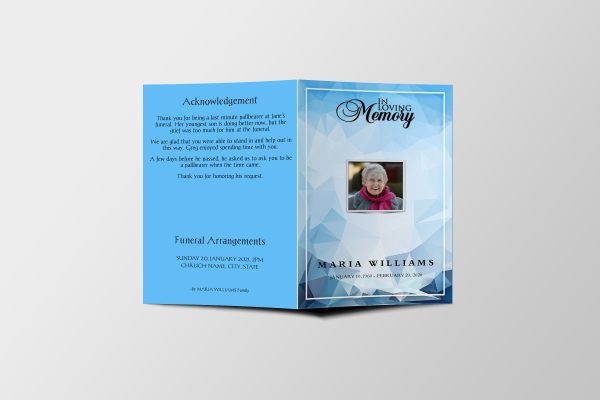 Blue Atmospheric Funeral Program Template front page