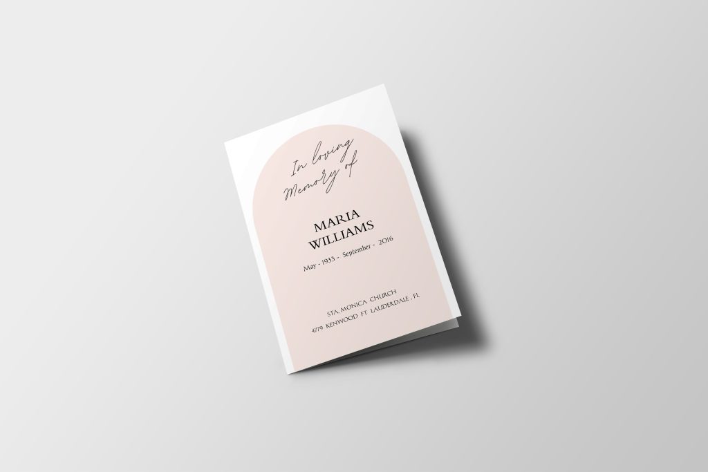 Blush Pastel arch Funeral Program Template