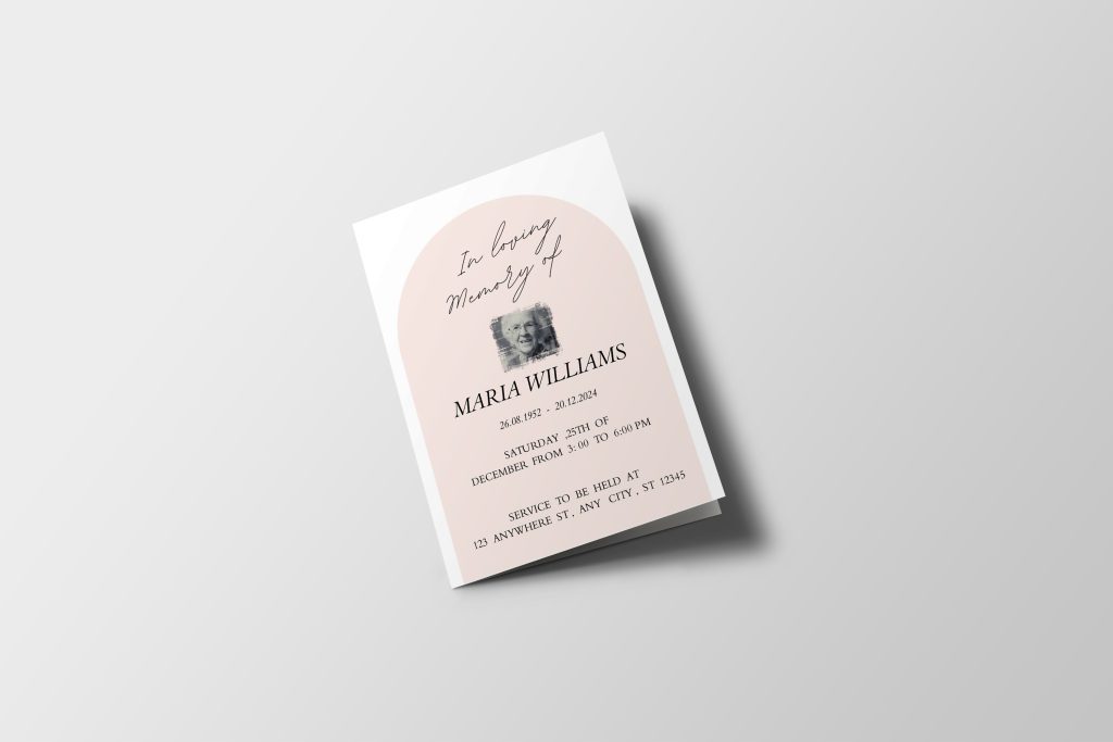 Blush Pastel arch Half Page Funeral Program Template