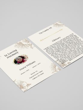 Cream Floral Hibiscus Illustration Funeral Flyer Template