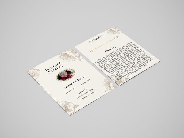 Cream Floral Hibiscus Illustration Funeral Flyer Template