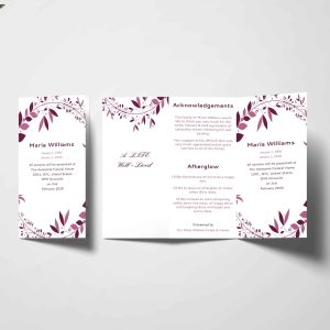 Maroon Wreath Memorial Service Trifold Funeral Program Template