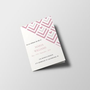 Pink Pattern Half Page Funeral Program Template