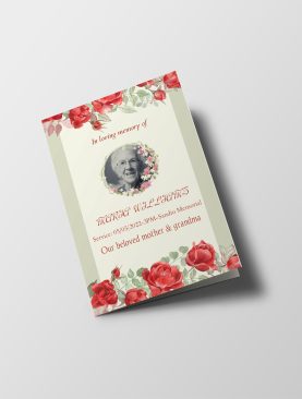 Green Floral Watercolor Half Page Funeral Program Template