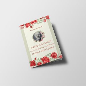 Green Floral Watercolor Half Page Funeral Program Template