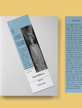 Blue Classy Magazine Style Funeral Bookmark Template