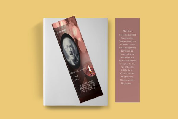 Black Candle Light Funeral Bookmark Template front back Page