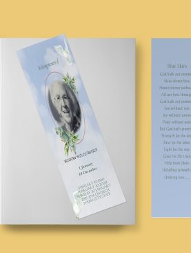 Doves In The Sky Funeral Bookmark Template