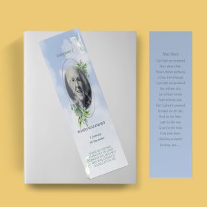 Doves In The Sky Funeral Bookmark Template