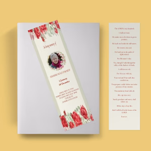 Green Floral Watercolor Funeral Bookmark Template