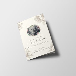 Cream Floral Hibiscus Illustration Funeral Program Template