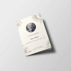 Cream Floral Hibiscus Illustration Half Page Funeral Program Template