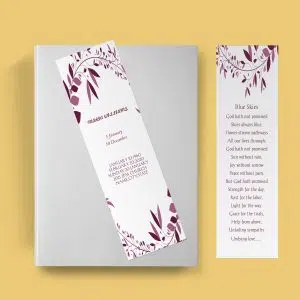 Maroon Wreath Memorial Service Funeral Bookmark Template