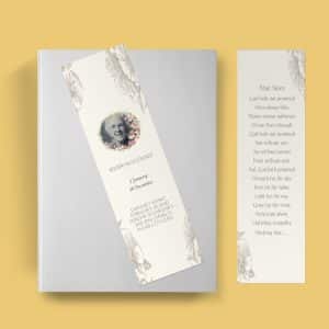 Cream Floral Hibiscus Illustration Funeral Bookmark Template