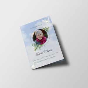 Doves In The Sky Half Page Funeral Program Template