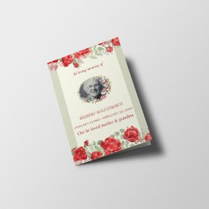 Green Floral Watercolor Funeral Program Template