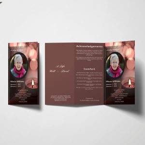 Black Candle Light Trifold Funeral Program Template
