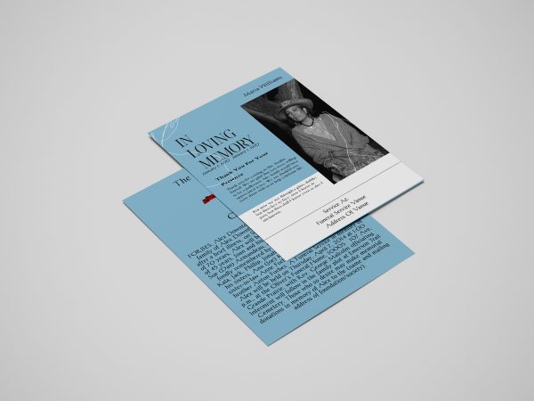 Blue Classy Magazine Style Funeral Flyer Template Front Back Page