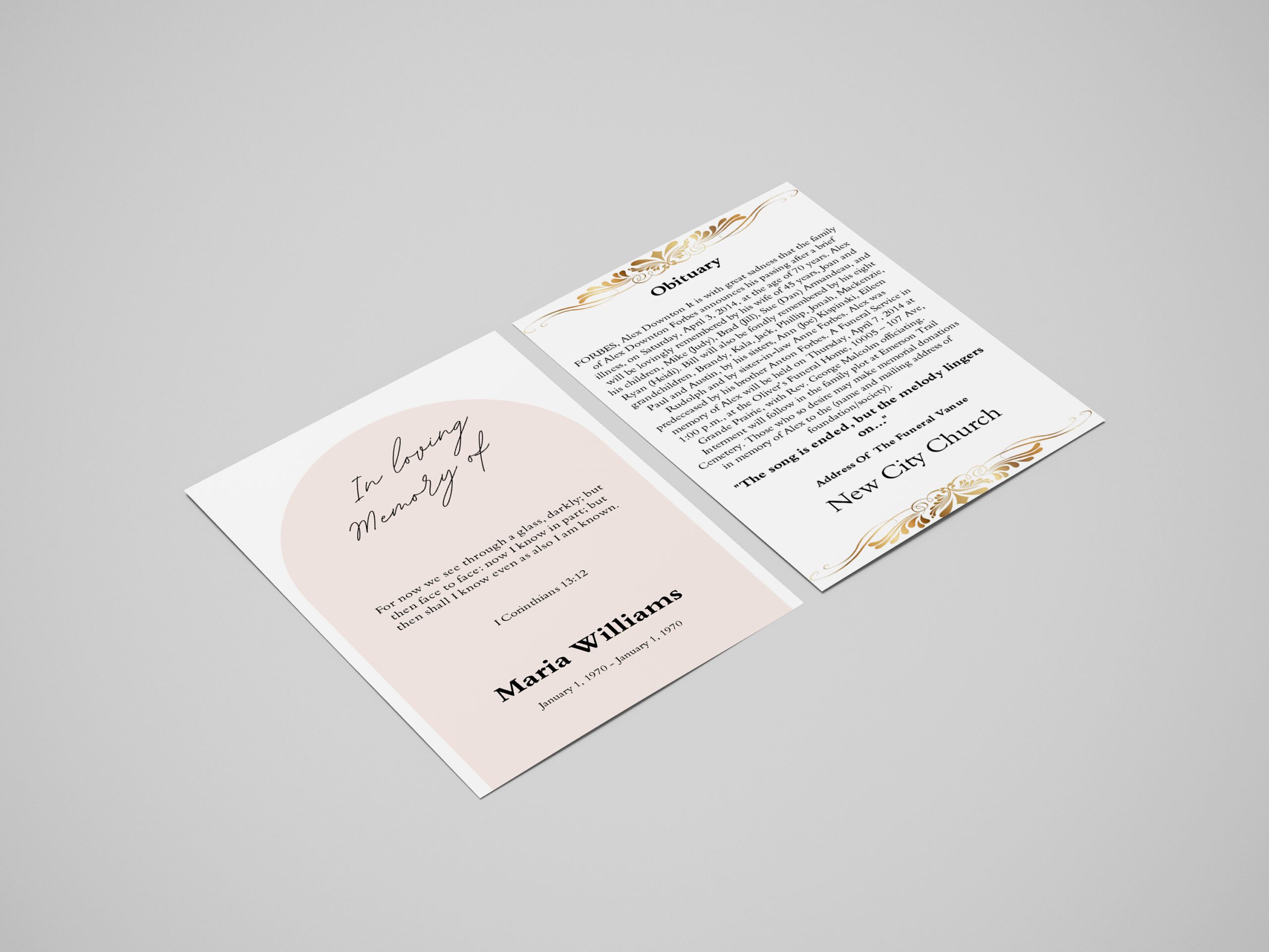 Blush Pastel arch Funeral Flyer Template
