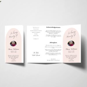Blush Pastel Arch Trifold Funeral Program Template