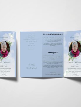 Doves In The Sky Trifold Funeral Program Template