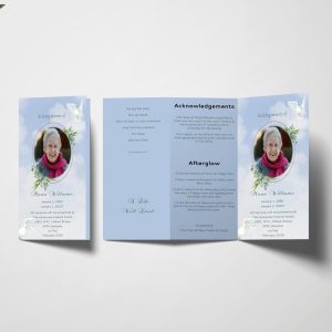 Doves In The Sky Trifold Funeral Program Template