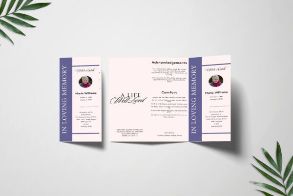 Frame Style Trifold Funeral Program Template