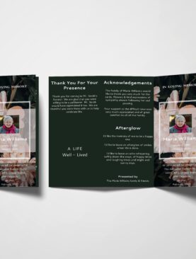 Glossy Floral Trifold Funeral Program Template
