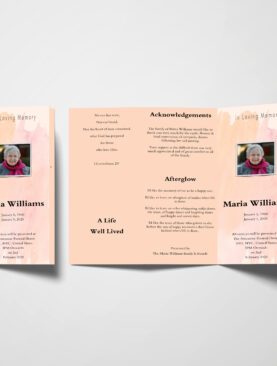 Pink Aesthetic Trifold Funeral Program Template