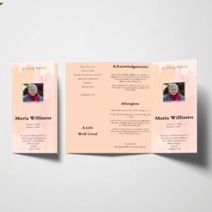 Pink Aesthetic Trifold Funeral Program Template