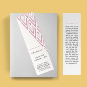 Pink Pattern Funeral Bookmark Template