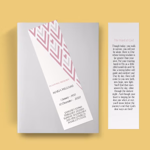 Pink Pattern Funeral Bookmark Template