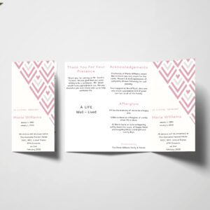 Pink Pattern Trifold Funeral Program Template