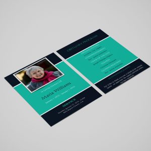 Blue and Green Bordered Photo Funeral Flyer Template